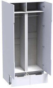 Ντουλάπα δίφυλλη Afina  mdf σε λευκή glossy απόχρωση 100x57x213εκ