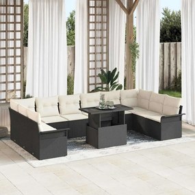 vidaXL Σετ Καναπέ Κήπου με μαξιλάρι 11 pcs Μαύρο Πολυ ράταν