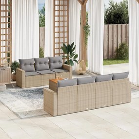 vidaXL Patio Sofa Set 7-θέσια Μίξη μπεζ και ανοιχτό γκρι