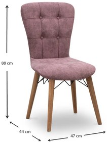 Καρέκλα τραπεζαρίας Palmira Megapap υφασμάτινη χρώμα σάπιο μήλο - καρυδί πόδι 47x44x88εκ. - Ύφασμα - GP044-0002,8