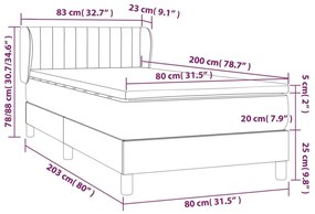 Κρεβάτι Boxspring με Στρώμα Ανοιχτό Γκρι 80x200 εκ. Υφασμάτινο - Γκρι