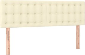 vidaXL Κρεβάτι Boxspring με Στρώμα Κρεμ 140x200εκ. από Συνθετικό Δέρμα