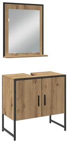 vidaXL Σετ Επίπλων Μπάνιου με ράφι 3 pcs Καφέ Επεξεργασμένο ξύλο