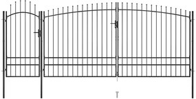 vidaXL Καγκελόπορτα με Λόγχες Μαύρη 5 x 2,45 μ.