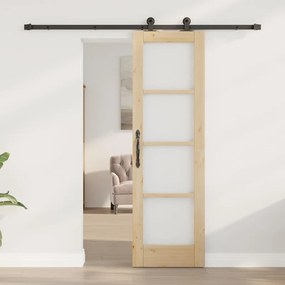 vidaXL Συρόμενη Πόρτα Καφέ 61 x 198.5 εκ. Ξύλο και μέταλλο