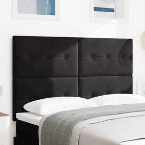 vidaXL Κεφαλάρι Επιτοίχιο με κεφαλάρι Μαύρο 144 cm Βελούδο