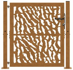 vidaXL Πύλη κήπου 105x105 cm από διαβρωμένο χάλυβα με σχέδιο ίχνος