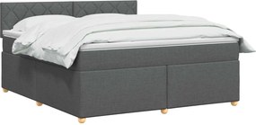 vidaXL Κρεβάτι box spring με στρώμα Σκούρο Γκρι 140 x 200 cm Ύφασμα