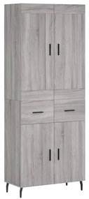 vidaXL Ντουλάπι Γκρι Sonoma 69,5 x 34 x 180 εκ. Επεξεργασμένο Ξύλο