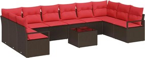 vidaXL Σετ Καναπέ με μαξιλάρι 11 pcs Καφέ συνθετικό ρατάν