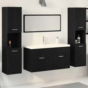 vidaXL Σετ Επίπλων Μπάνιου 4 pcs Μαύρη Οξυά Επεξεργασμένο ξύλο