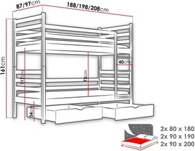 Κουκέτα Nemo-Gkri-80 x 180
