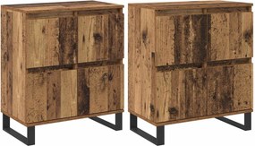 vidaXL Πλαϊνό γραφείο 2 pcs Παλιό ξύλο 60 x 35 x 70 cm