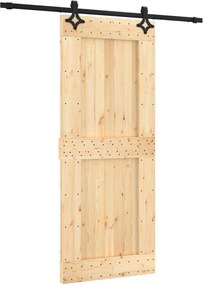vidaXL Συρόμενη Πόρτα Φυσικό και Μαύρο 85 x 210 cm
