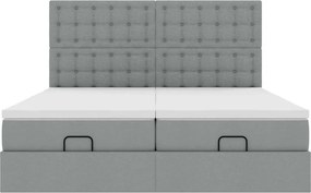 VidaXL Οθωμανικό κρεβάτι με στρώματα & LEDs Ανοιχτό γκρι ύφασμα