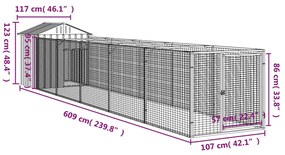 Σπιτάκι Σκύλου με Οροφή Ανθρακί 117x609x123 εκ. Γαλβαν. Χάλυβας - Ανθρακί