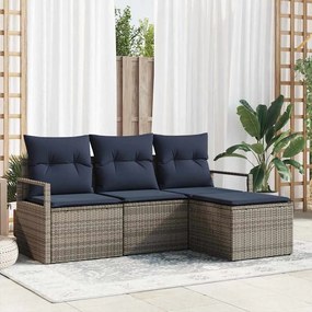 vidaXL Σετ Καναπέ 4 pcs Γκρι συνθετικό ρατάν