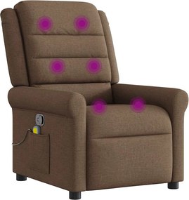 vidaXL Πολυθρόνα Μασάζ Ανακλινόμενη Καφέ Υφασμάτινη