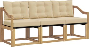 vidaXL Σειρά Καναπέ Εξωτερικού με μαξιλάρι 3 pcs Λευκό και Μπεζ