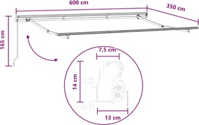 vidaXL Αναδιπλούμενη τέντα Άμμος 600 x 350 εκ