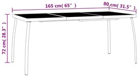 Τραπέζι Κήπου Ανθρακί με Πλέγμα 165 x 80 x 72 εκ. Ατσάλινο - Ανθρακί