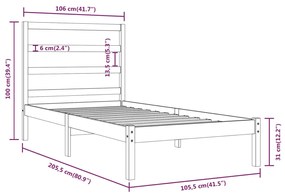 vidaXL Πλαίσιο Κρεβατιού Καφέ Μελί 100 x 200 εκ. Μασίφ Ξύλο Πεύκου