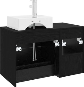 vidaXL Σετ Επίπλων Μπάνιου 2 pcs Μαύρη Δρυς Επεξεργασμένο Ξύλο