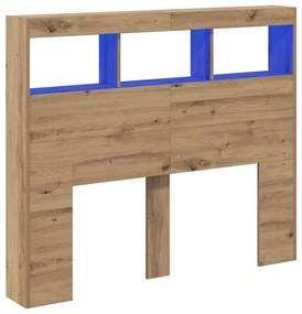 vidaXL Κεφαλάρι Ντουλάπι με LED artisan δρυς 121 x 17 x 102 εκ.
