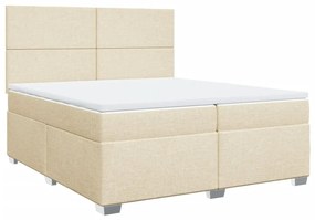 Κρεβάτι Boxspring με Στρώμα Κρεμ 200x200 εκ. Υφασμάτινο - Κρεμ