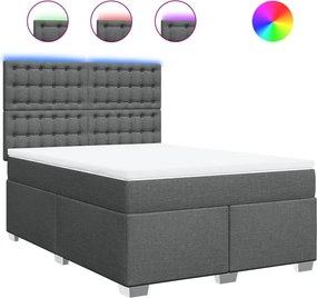 vidaXL Κρεβάτι Boxspring με Στρώμα Σκούρο Γκρι 140x200 εκ Υφασμάτινο