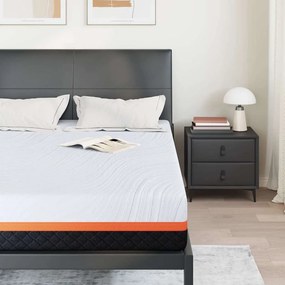 vidaXL Στρώμα Λευκό και Γκρι 140 x 200 cm Ζακάρ ύφασμα