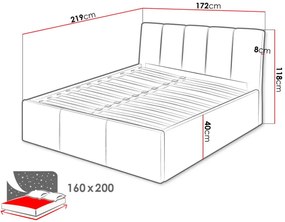 Επενδυμένο κρεβάτι Sensi-Gkri-160 x 200