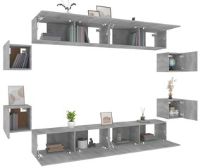vidaXL Σετ Επίπλων Τηλεόρασης 8 Τεμ. Γκρι Sonoma Επεξεργασμένο Ξύλο