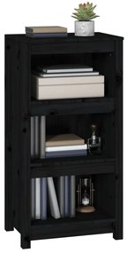 vidaXL Βιβλιοθήκη Μαύρη 50 x 35 x 97 εκ. από Μασίφ Ξύλο Πεύκου