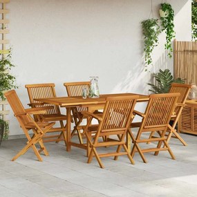 vidaXL Σετ Τραπεζαρίας Κήπου 7 Τεμαχίων από Μασίφ Ξύλο Teak