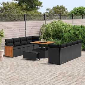 vidaXL Σετ Καναπέ Κήπου με μαξιλάρι 11 pcs Μαύρο