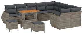 vidaXL Σετ Καναπέ Κήπου με μαξιλάρι 12 pcs Γκρι 90 x 55 x 71 cm