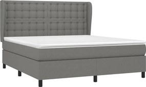 vidaXL Κρεβάτι Boxspring με Στρώμα Σκούρο Γκρι 160x200 εκ Υφασμάτινο