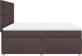 vidaXL Κρεβάτι Boxspring με Στρώμα Σκούρο Καφέ 200x200 εκ. Υφασμάτινο