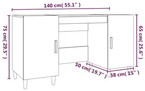 Γραφείο Γκρι Sonoma 140x50x75 εκ. από Επεξεργασμένο Ξύλο - Γκρι