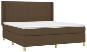 vidaXL Κρεβάτι Boxspring με Στρώμα Σκούρο Καφέ 180x200 εκ Υφασμάτινο