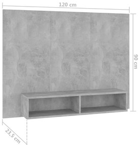vidaXL Έπιπλο Τηλεόρασης Τοίχου Γκρι Σκυρ. 120x23,5x90 εκ. Μοριοσανίδα