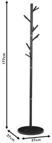 Καλόγερος ρούχων Marietta μέταλλο μαύρο Φ37x177εκ 37x37x177 εκ.