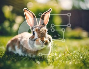 Σετ των 2 Intra Συλλεκτικό Ξύλινο Παζλ Plywood 4mm - Καφέ και άσπρο κουνέλι που κάθεται στο γρασίδι Σε Ξύλινο Κουτί - Διαστάσεις: 10x10 cm – 25 κομμάτια