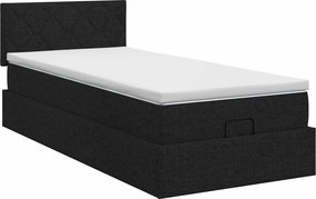 vidaXL Κρεβάτι Ottoman με στρώμα με κεφαλάρι Μαύρο 80 x 200 cm Ύφασμα