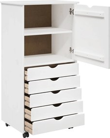 vidaXL Κινητό Ντουλάπι 53 x 39 x 103 cm Στερεό ξύλο πεύκου Λευκό