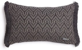Μαξιλαροθήκη Διακοσμητική Tymfi Trimming Black-Beige Aslanis Home 30X50 Βαμβάκι-Chenille