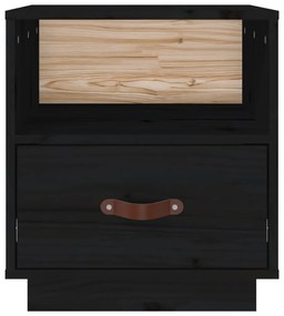 vidaXL Κομοδίνο Μαύρο 40x34x45 εκ. από Μασίφ Ξύλο Πεύκου