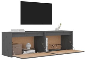 vidaXL Ντουλάπια Τοίχου 2 τεμ. Γκρι 60x30x35 εκ. από Μασίφ Ξύλο Πεύκου