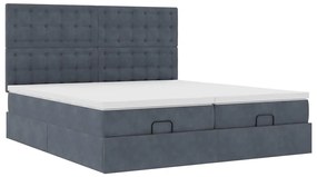 vidaXL Οθωμανικό κρεβάτι με στρώματα &amp; LEDs Σκούρο γκρι Velvet